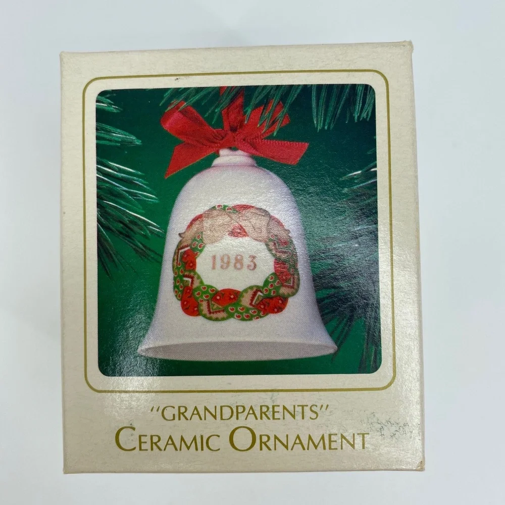Vintage Hallmark Ornament Porcelain Ceramic Bell for Grandparents Love 1983 NEW